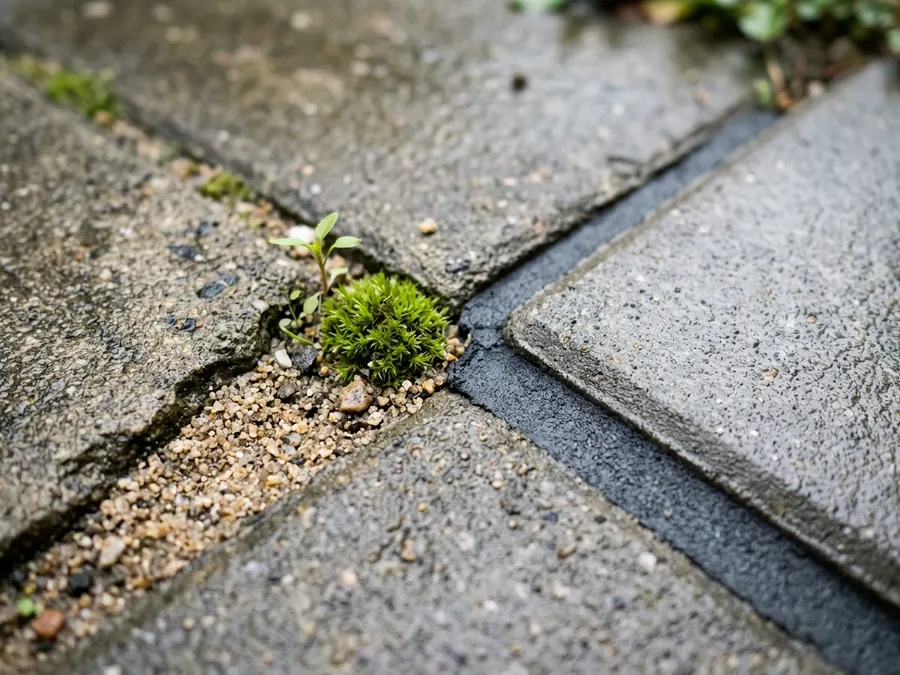 Pflasterfuge nach der Reinigung, offen für Quarzsand, Polymersand oder feste Fuge